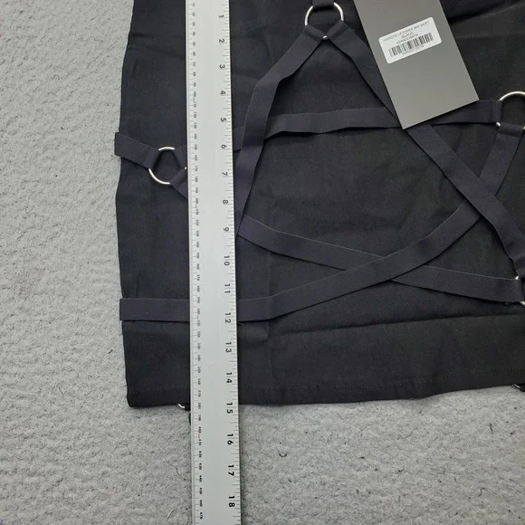 Killstar Harness Ur Power Mini Skirt Womens M Black Gothic Pentagram Back Zip - Picture 3 of 8